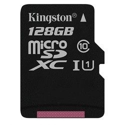 Memorie Card pentru Telefon 128GB microSD Class10 A1 UHS-I+SD adapter Kingston Canvas Select Plus 600x magazin accesorii video foto Chisinau