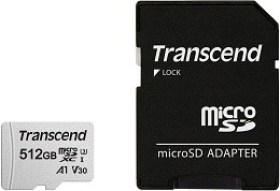 Cumpara Card de Memorie 512GB MicroSD Class 10 UHS-I U3, SD adapter, Transcend TS512GUSD300S Magazin Online Chisinau